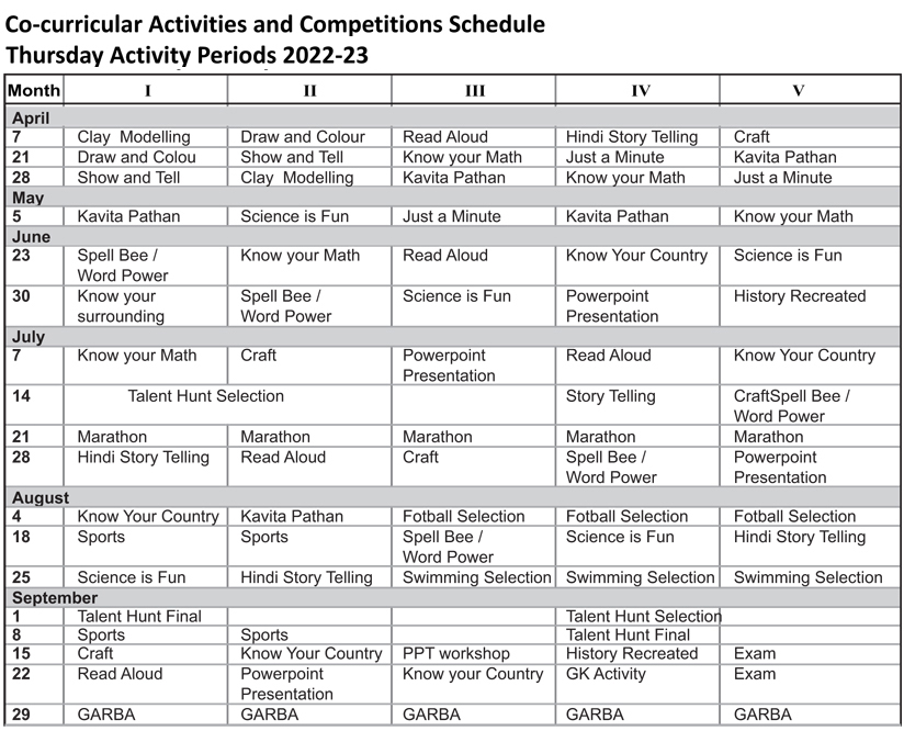 Academic Schedule 2022-23 - AMNS International School